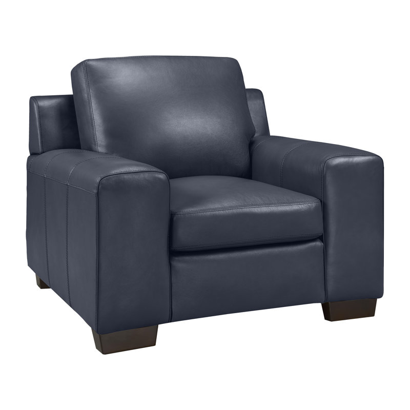 Fauteuil Davontai, Cuir bleu marine