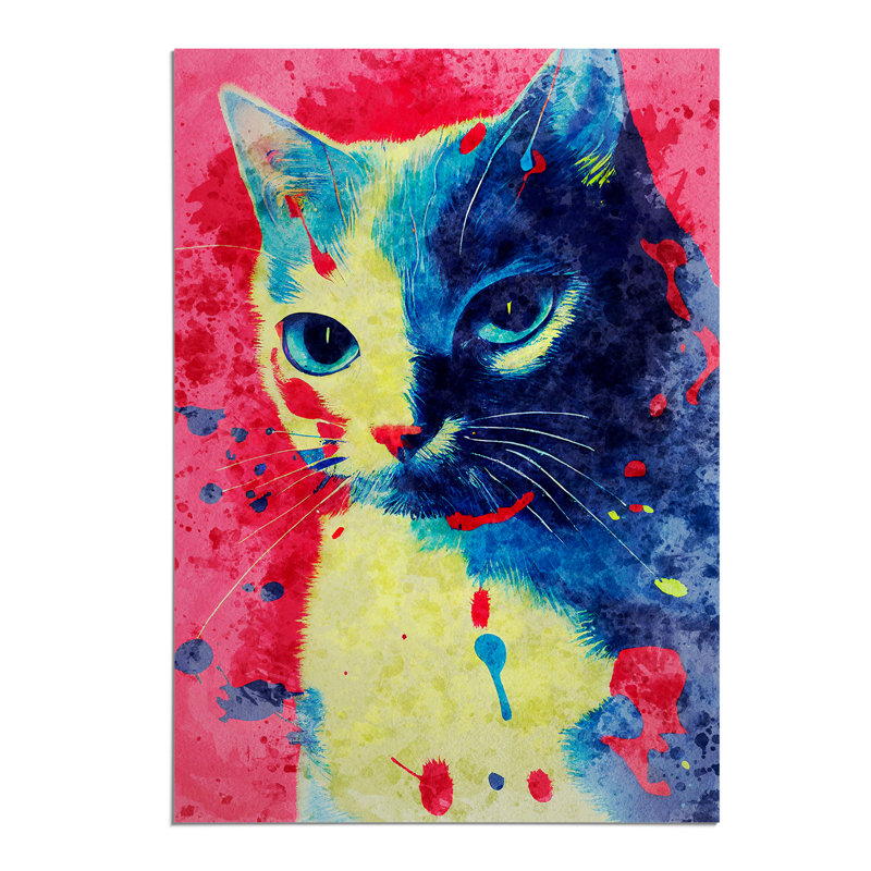 Catt Paint Splash No.3 - Wall Art, 59.4cm H x 42cm W, Paper, No Matte
