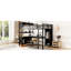 Lit mezzanine double en métal noir avec rangement et garde-robe, bureau pour adolescents en forme de L en noir, garde-robe pour adultes,-1355671589