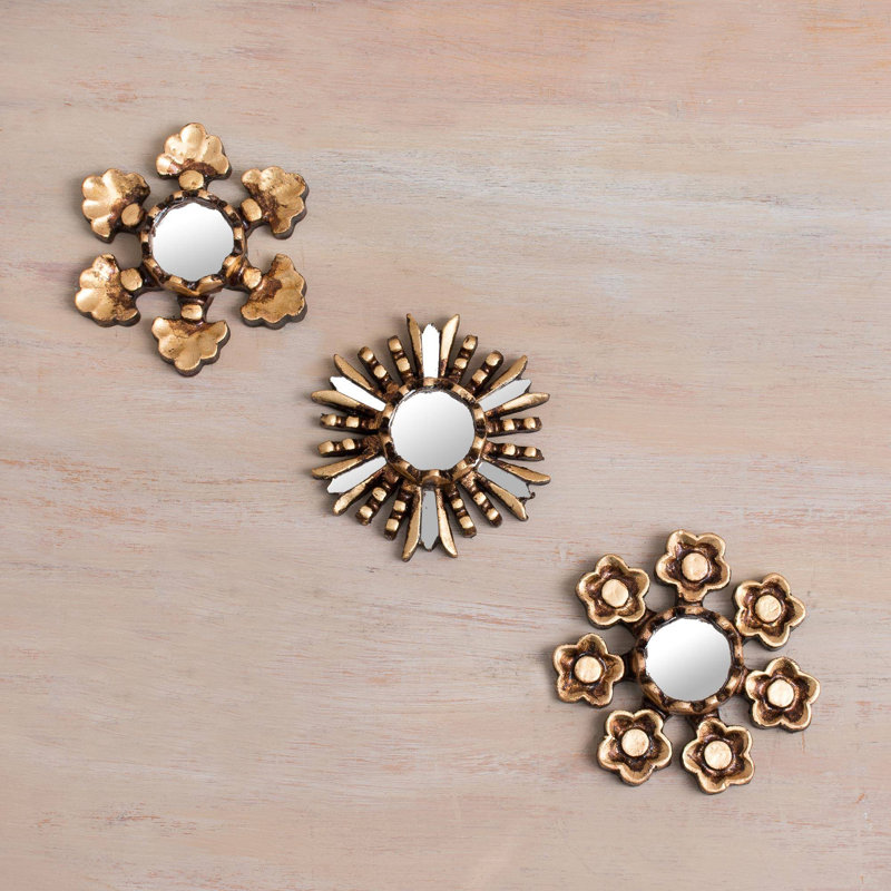 Ensemble de 3 mini miroirs éclectiques à motif floral Zula