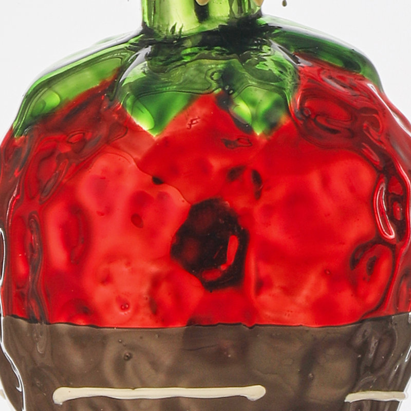 Ornement 2,5 "en verre 2,5" fraise chocolat