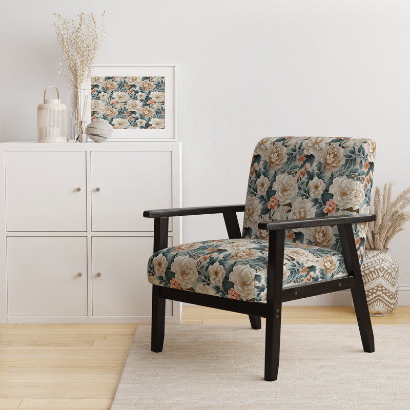 Chaise d'appoint florale Cobalt, Fermes florales bleues et blanches I