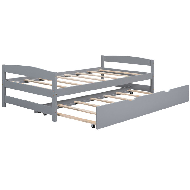 Lit plateforme simple avec lit gigogne gris utilitaire - Garantie de durabilité de la chambre à coucher
