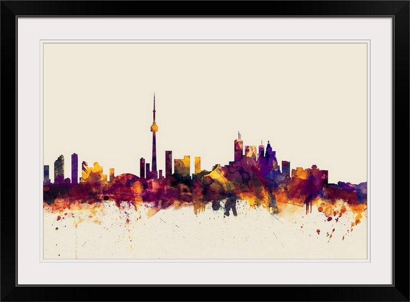 «Toronto Canada Skyline» par Francy, impression, Cadre noir, H 32 po x l 44 po x P 1 po