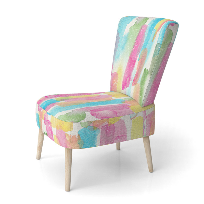 Chaise d'appoint rembourrée à motif géométrique multicolore à rayures géométriques