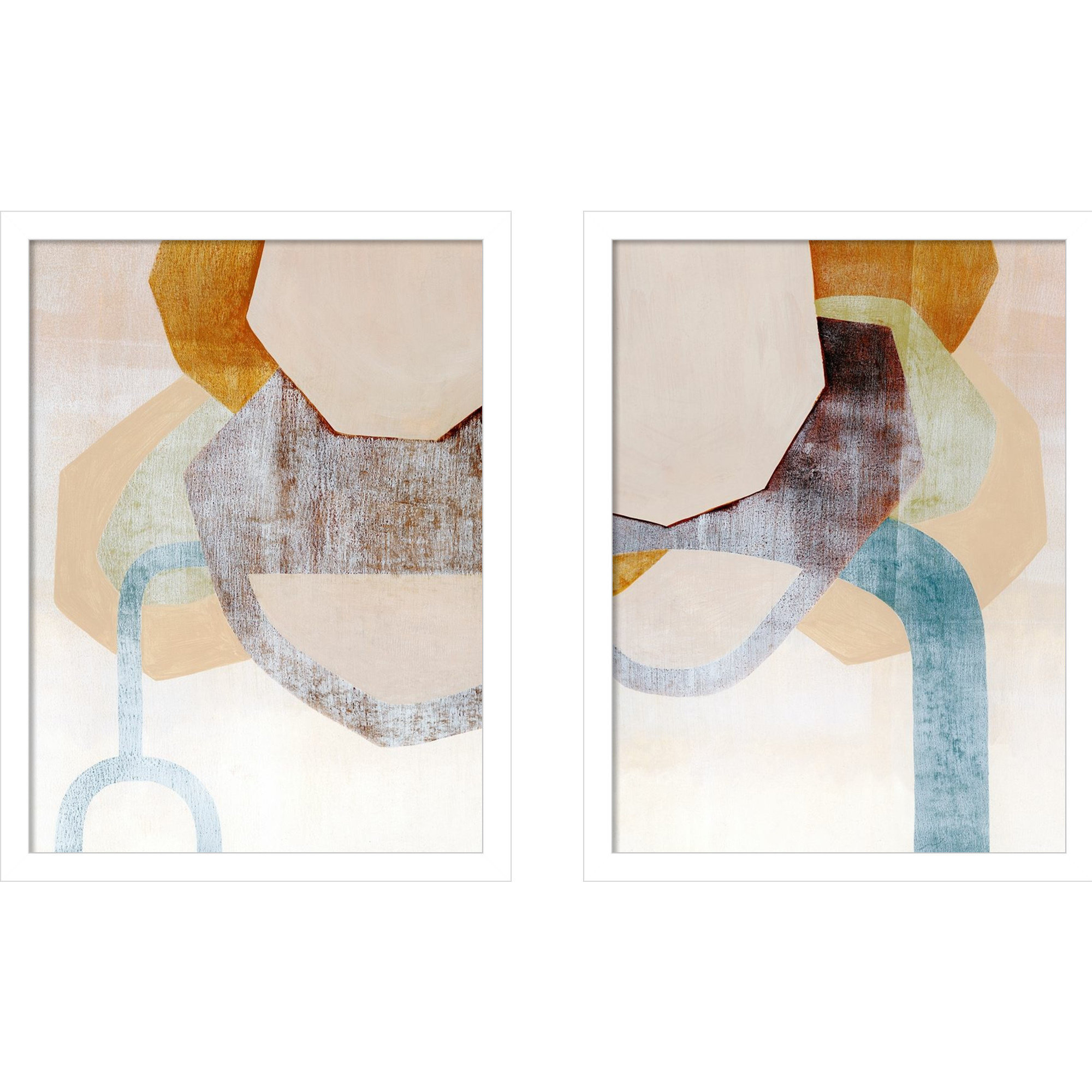 Desert Rockfalls  - set of 2  by Grace Popp Framed Wall Art Prints, White, 18" H x 30" W