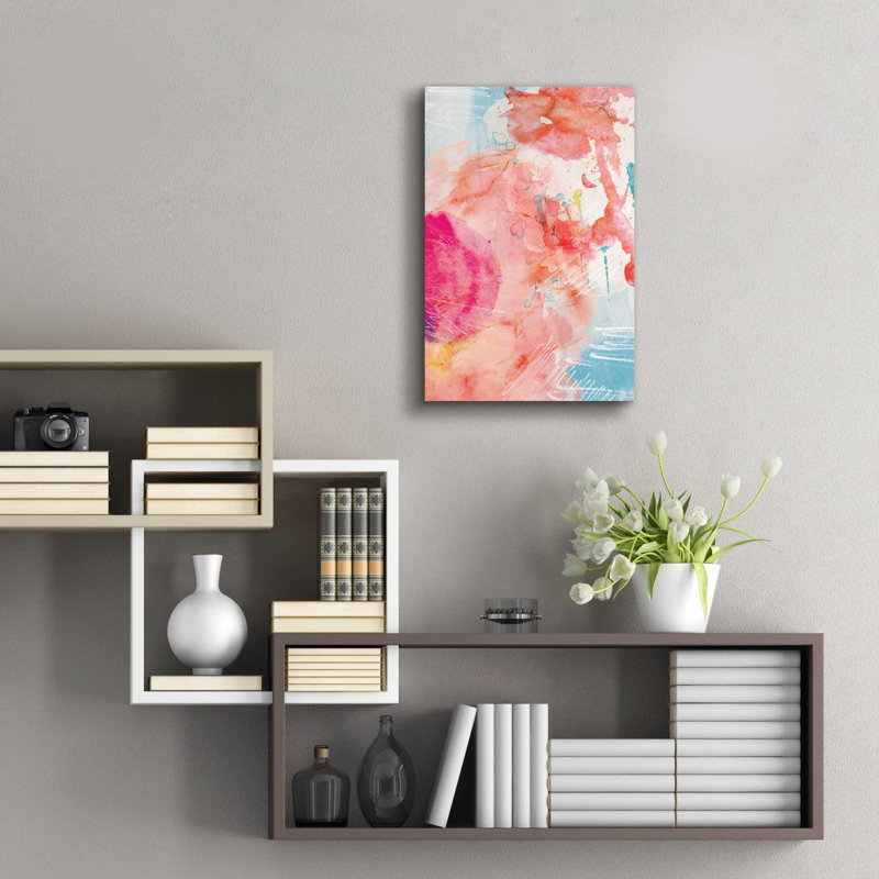 «Abstract Turquoise Pink No. 1» par Louis Duncan-He, art mural en verre acrylique, H 24 po x l 16 po x P 0,2 po
