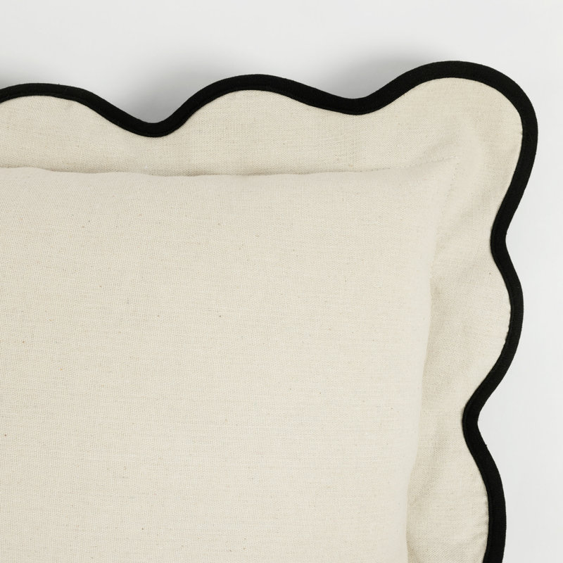Housse de coussin simple bord de feston Lush Decor, Noir, Rectangulaire H 13 po x l 20 po