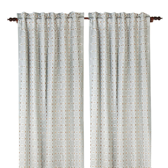 Gash Cotton Blend Semi Sheer Curtain Single Panel, 50" W x 96" L, Mist