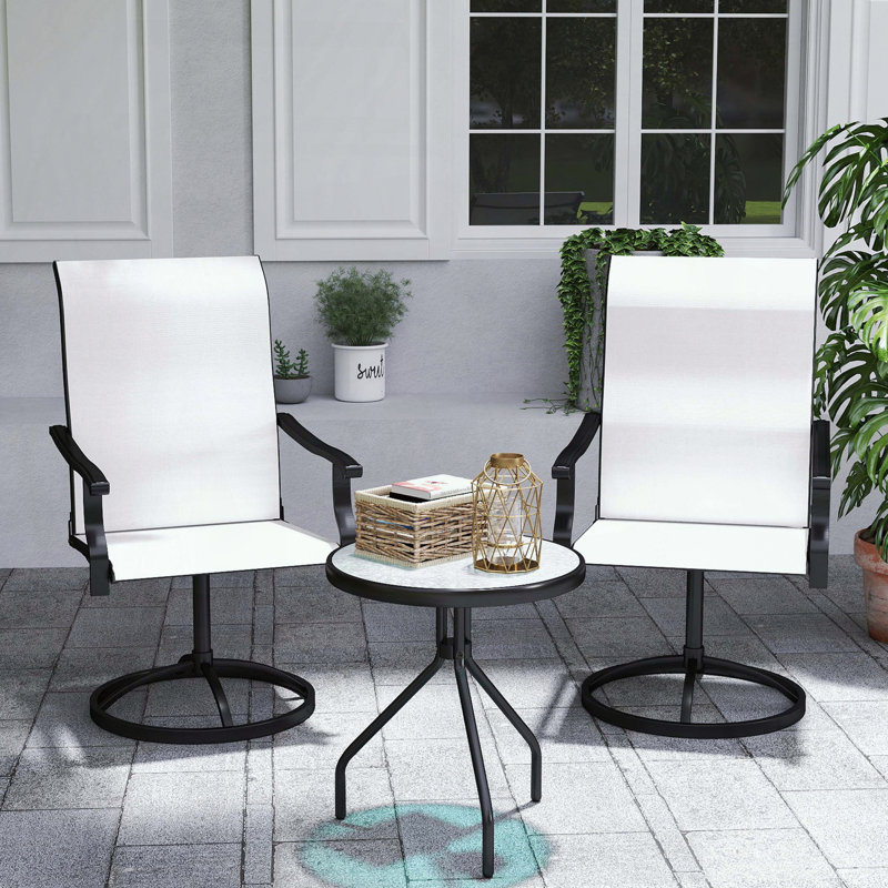 Ensemble de 2 chaises de patio pivotantes - tissu maillé crème - pivotant à 360 ° - dossier haut