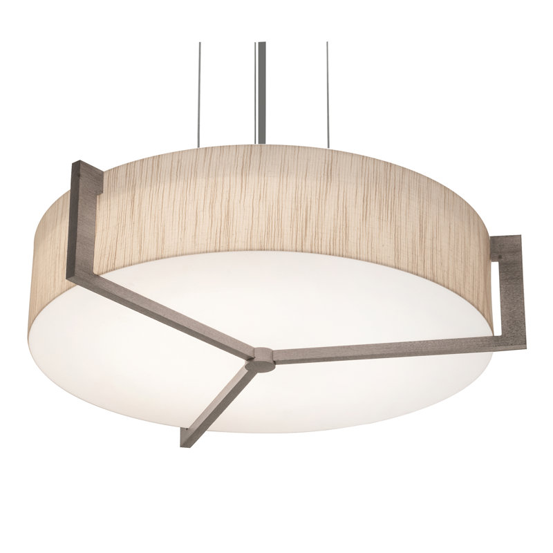 Luminaire suspendu 1 lumière avec accents, Jute, Gris, H 4,25 po x l 17 po x P 17 po