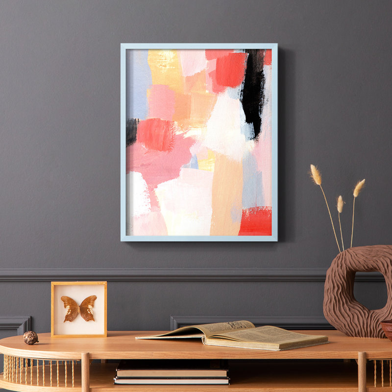 Aérien écarlate I, reproduction encadrée - bois massif, H 10 po x l 8 po, Bleu