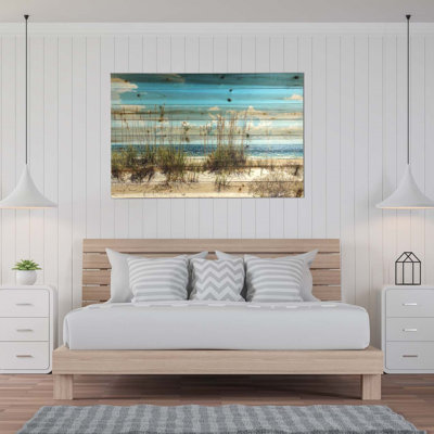 Planche de bois 48 "Ocean Sand Dunes - impression sans cadre sur bois de sapin