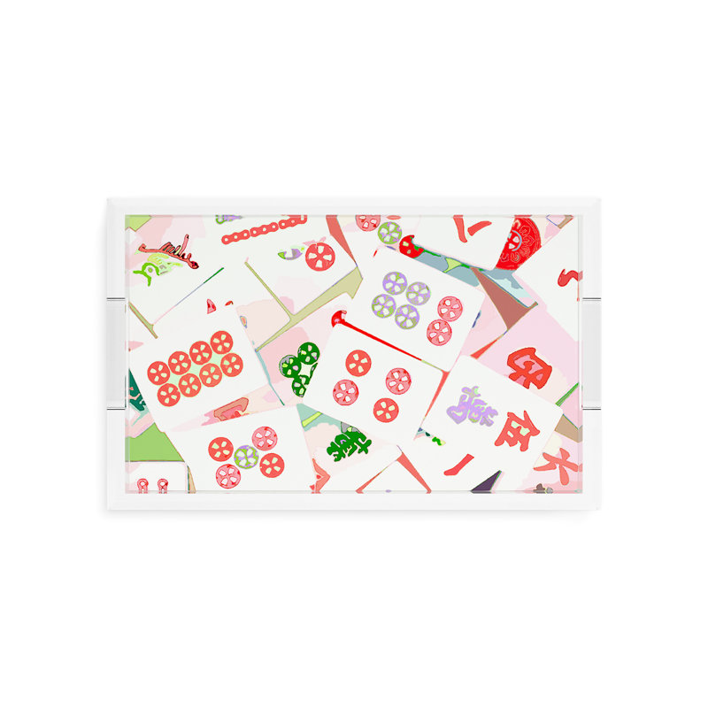 Plateau décoratif Mahjong, L 12,5 po x P 7,75 po x H 2 po, Pétale, Rectangulaire