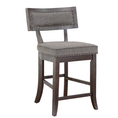 Ensemble de 2 chaises de salle à manger de style rustique à hauteur de comptoir avec garniture cloutée et cadre en bois