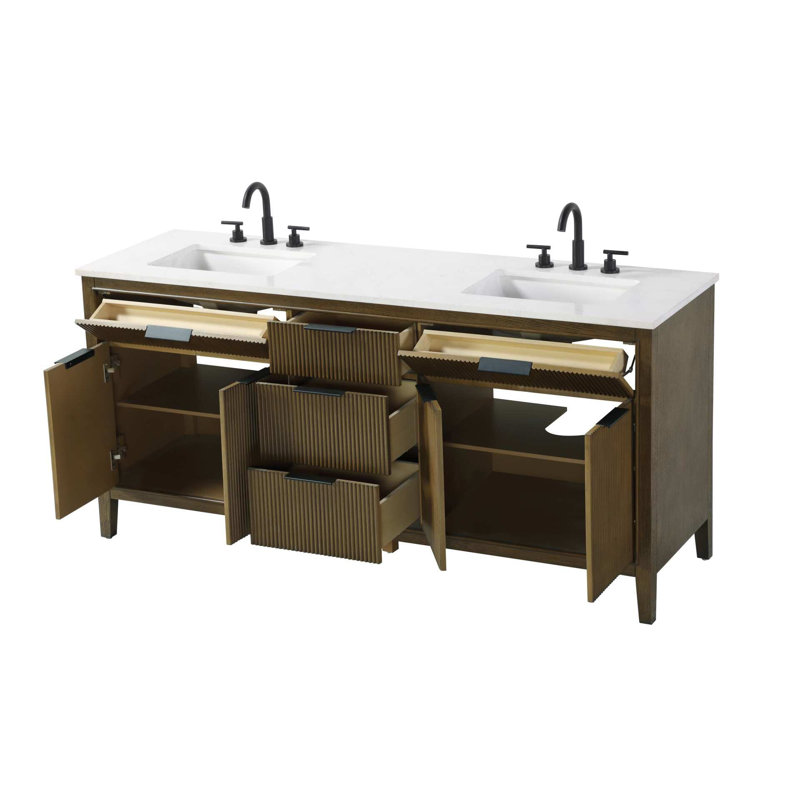 Meuble-lavabo double 72 po en chêne noisette, Noisette chêne, 72"