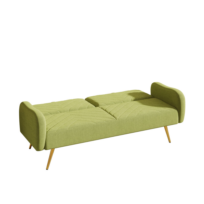 Canapé double moderne en tissu 70,47 po avec dossier divisé et deux coussins décoratifs Modern, Vert