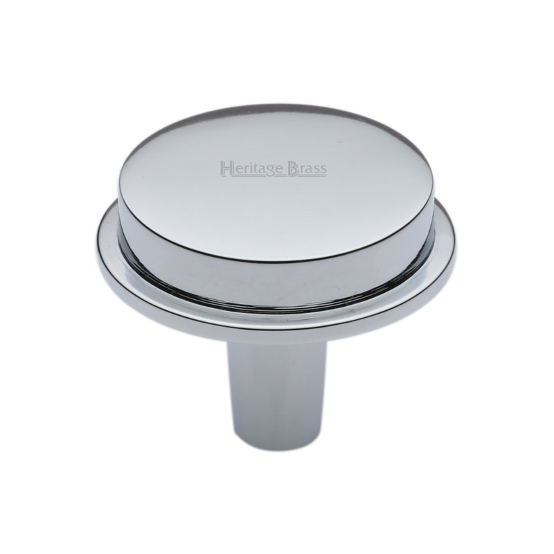 Heritage Brass Heritage Flat Round Knob Design 38mm, Polished Chrome