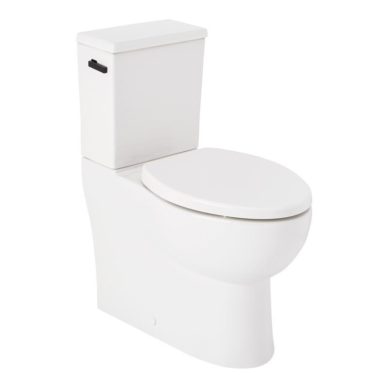 Lavrik Two-Piece Skirted Elongated Toilet with Reversible Tank - Matte Black Handle, Matte Black