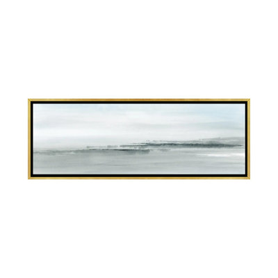 Abstract Coastal Watercolor In Soft Blue - Panoramic - Framed Wall Art Print
