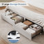 Ensemble de chambre à coucher 3 pièces avec lit plateforme et 2 tables de chevet cannelées-1789469412-1789469408