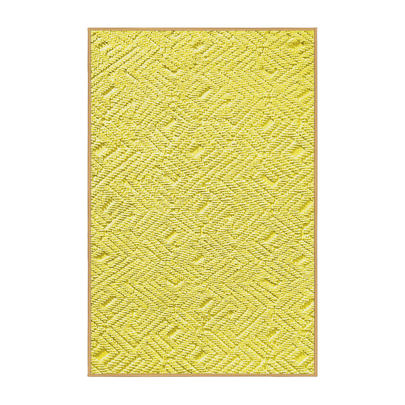 Tapis oriental en laine et polyester tissé à la machine en jaune, Rectangle 2 pi x 3 pi