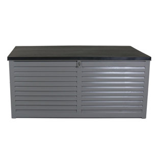 Charles Bentley 490L Gallon Water Resistant Plastic Lockable Deck Box in Grey/Black