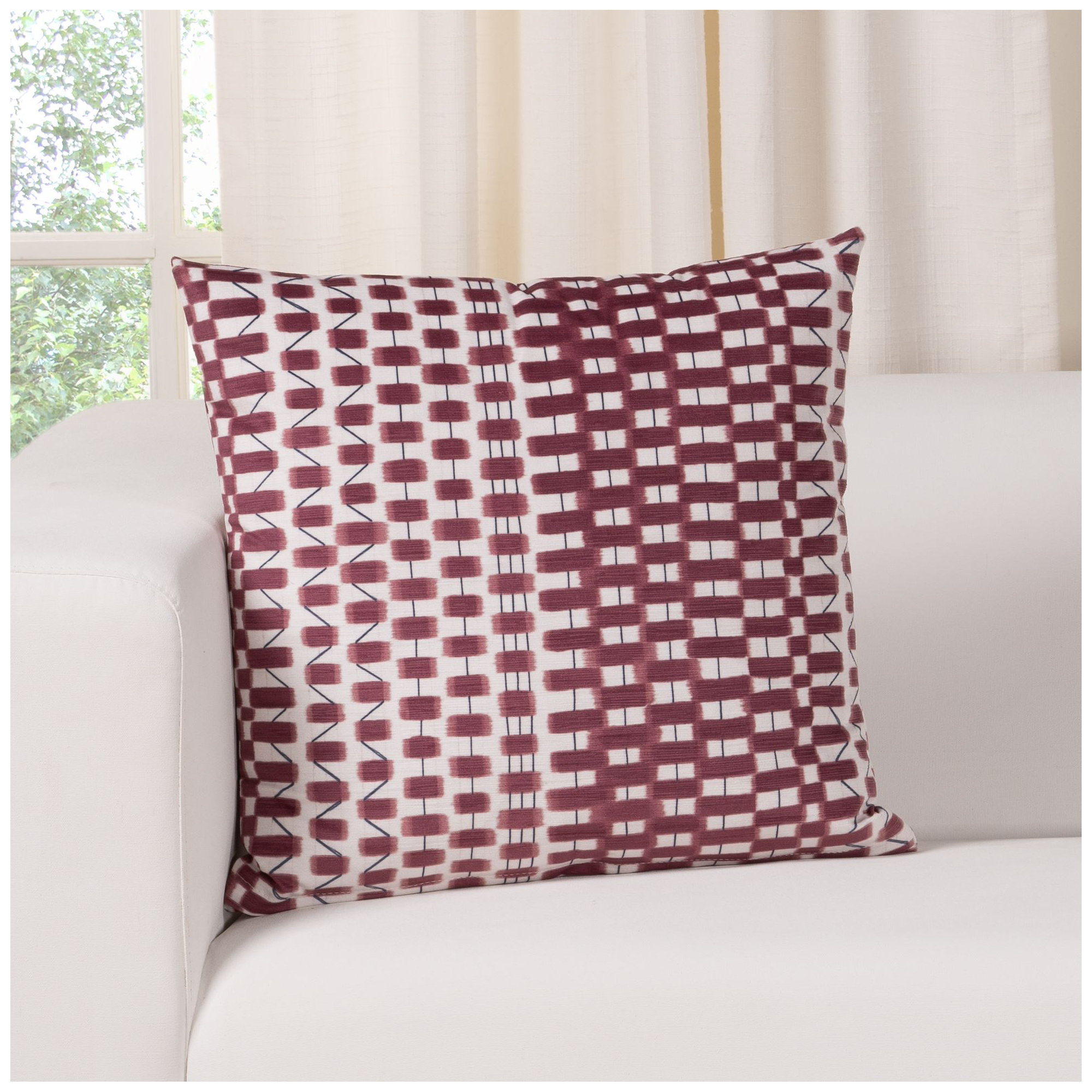 Oakden Checkered Throw Pillow, Red, Square 18", Polyester