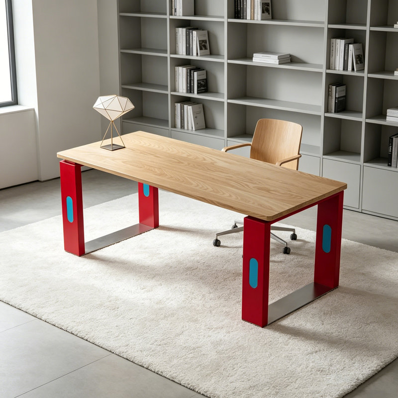 Bureau multifonctionnel aux couleurs vives, H 29,52 po x l 70,86 po x P 31,49 po