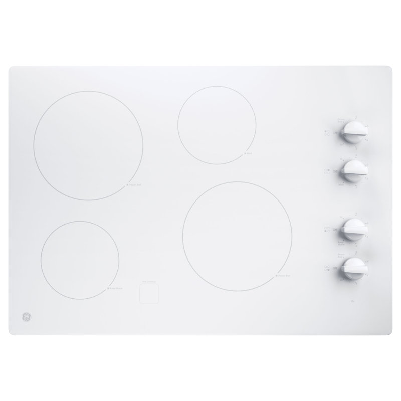 GE 30" Built-In Knob Control Electric Cooktop, White