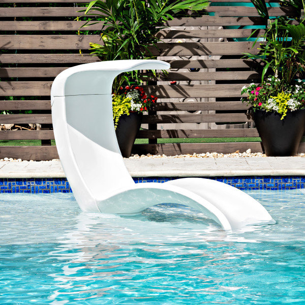 White Ergonomic Outdoor Lounger with Adjustable Shade