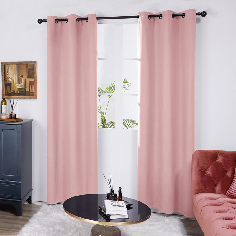 Thermal Insulated Room Darkening Grommet Curtain Panels (Set of 4), 38" W x 45" L, Coral Pink