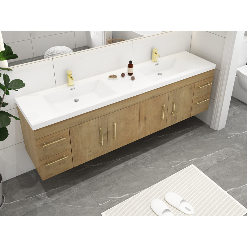 Ensemble de meuble-lavabo double 83 po Romer, Chêne, Or