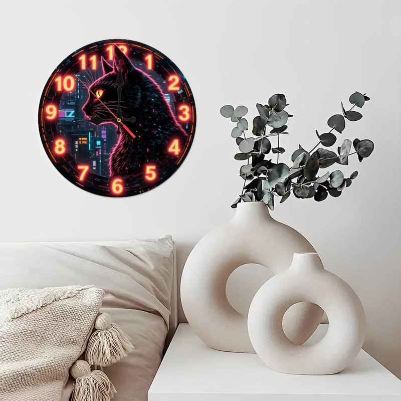 Horloge de chat néon