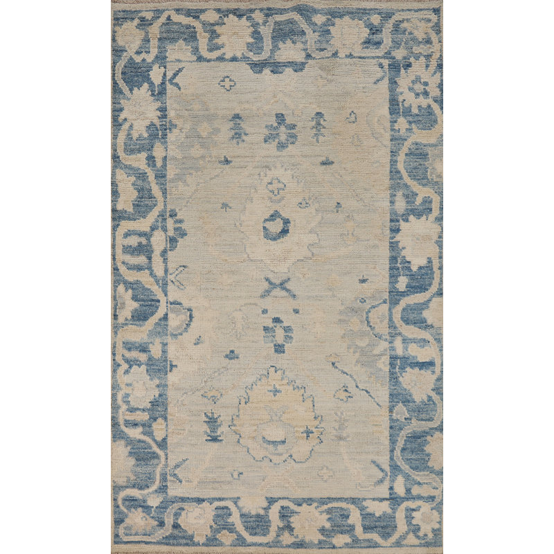 Vegetable Dye Wool Oushak Turkish Rug 3x5