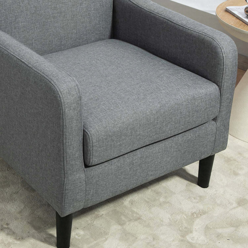 Chaise d'appoint rembourrée en faux lin, fauteuil moderne, structure en bois massif, fauteuil simple, chambre à coucher du salon