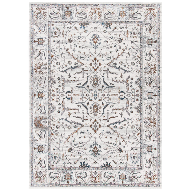 Tapis oriental gris / ivoire Melgar, Rectangle 4 pi 5 po x 6 pi 5 po