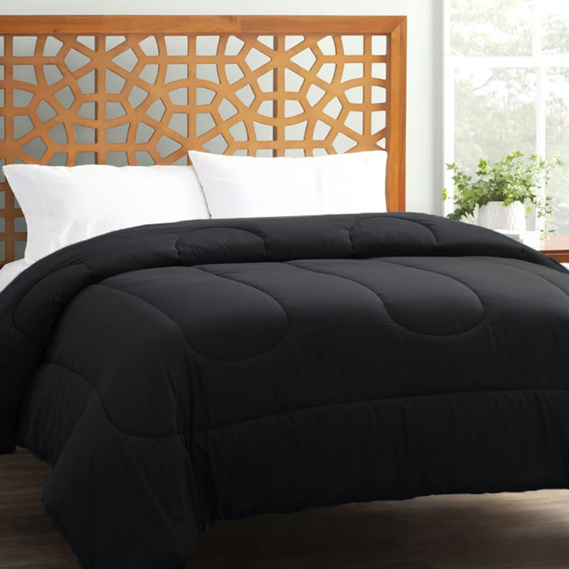 Ensemble de lit dans un sac léger Wayfair Basics®, Noir, Édredon double et 5 pièces supplémentaires
