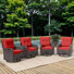 Ilijah 4 Rocking Swivel Rattan Patio Chairs With Cushions