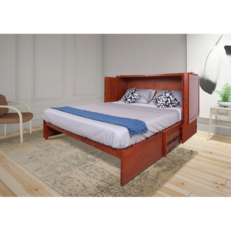 Kaneshiro Solid Wood Murphy Storage Bed, Cherry, Queen