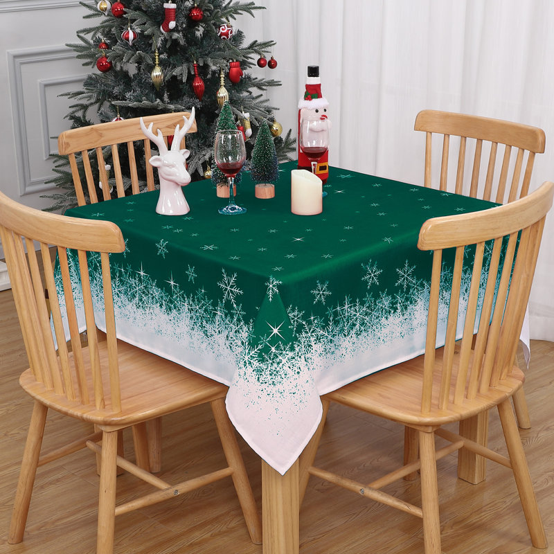 Snowflake Christmas Tablecloth 54x54 Inch - Waterproof Washable Holiday Table Cover for Indoor Outdoor Xmas Dining Kitchen Party