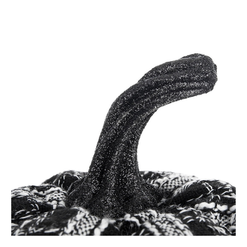 Ensemble de 2 citrouilles en tissu écossais noir et blanc - décor d'Halloween rustique 7 po