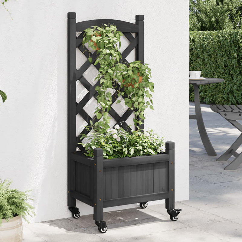 Wood Pot Planter, Black, 38.4" H x 15.7" W x 11.8" D