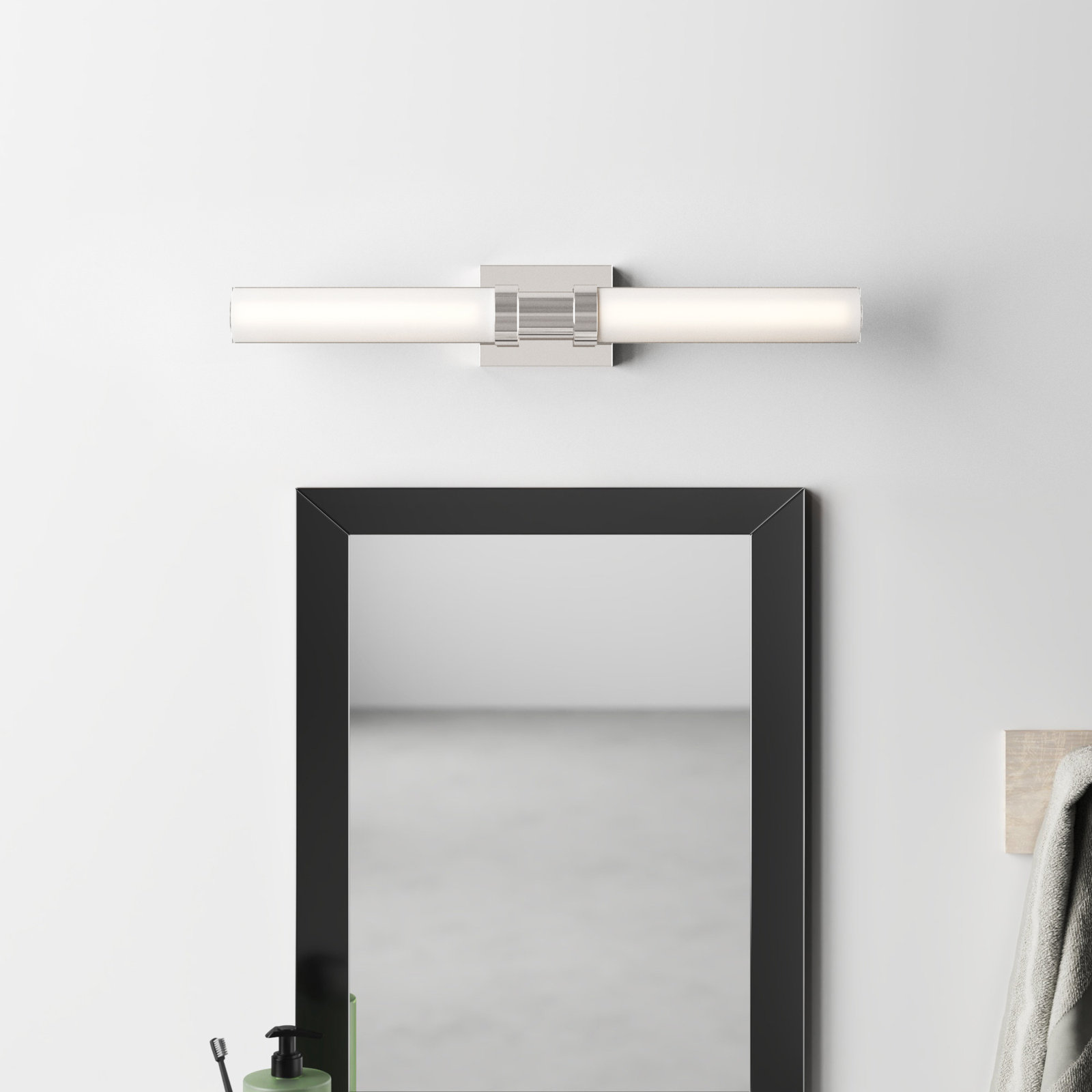 Kelan Single Frosted Dimmable LED Vanity Light, Chrome, 26.75"H x 4.75"W x 4.5"D, 20W