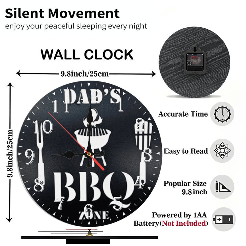Horloge murale en bois 10 po, mouvement silencieux, à piles (piles AA non incluses), décor artistique, parfait pour les décorations