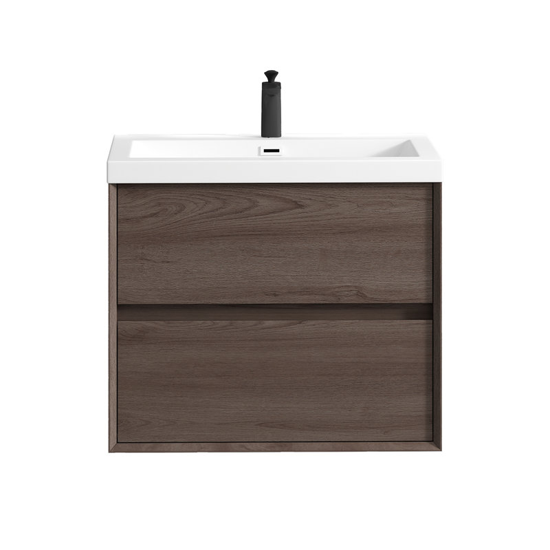 Seavy 29.3'' Single Bathroom Vanity with Acrylic Top, Red