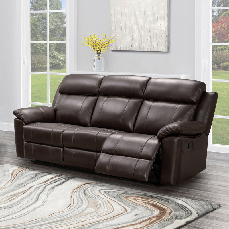 Canapé inclinable manuel 89,5 po Avalee, Cuir véritable brun