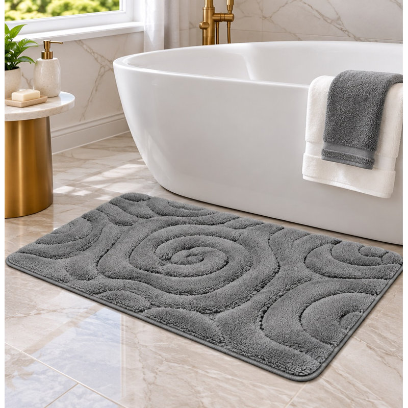 Hardeman Non-Slip Bath Rug, Gray