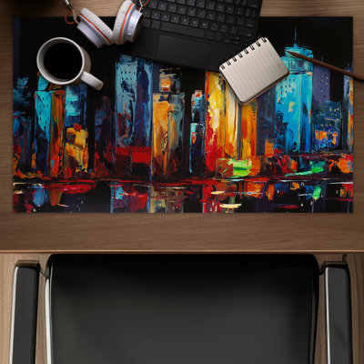 Orange Building Gaming Mat | Abstract Cityscape Decor