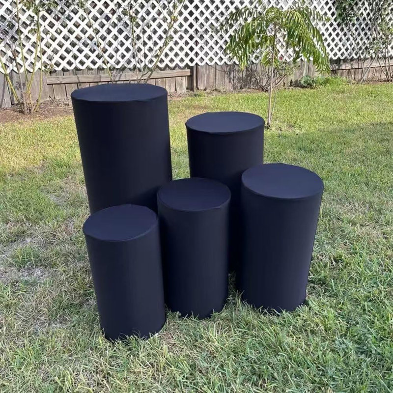 Ensemble de 5 socles cylindriques, Noir, noir, noir, noir